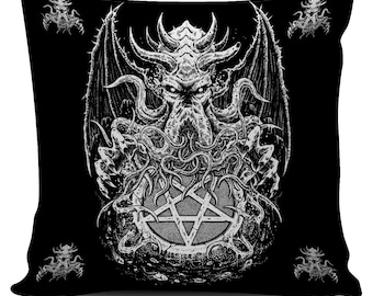 Pentagrama invertido satánico Demon Skull Octopus Funda de almohada-Inverted Pentagram Pillow Cover-Pentagram Pillow Cover-