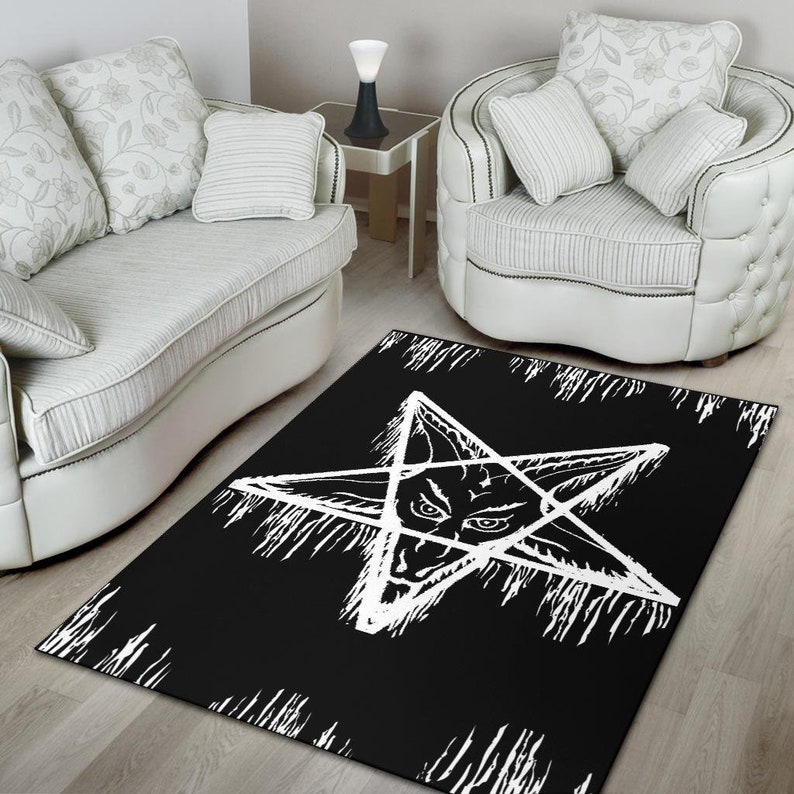 Satanic Area Rug Inverted Melting Satanic Pentagram Area Rug Original Best Seller ...