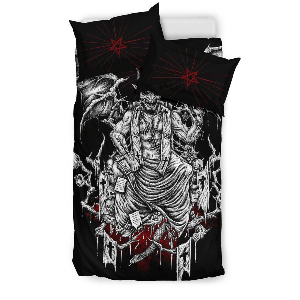 Discover Skull Satanic Demon Belial With Pentagram Bedding Set