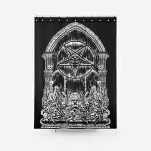 Schädel Skelett Satanic Pentagram Shrine Strukturierte Stoff Duschvorhang-Schädel Duschvorhang-Gothic Satanic Badezimmer Dekor-
