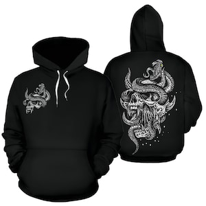 Skull Demon Glowing Eye Serpent Hoodie-Be Advised These Hoodies Are A Polyester blend Material Different Than A Normal Hoodie-