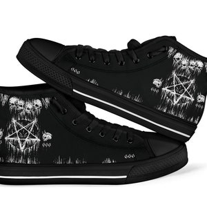 Satanic Skull Melting Inverted Pentagram High Tops New 666 Version-Gothic Punk Satanic Pentagram Shoes-