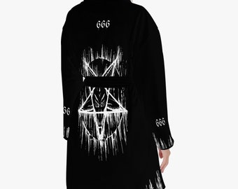 Satanic Melting Pentagram Drip 666 Women's Loose-fitting Bathrobe-Pentagram Pajamas- be advised robes are semi thick sexy see through style