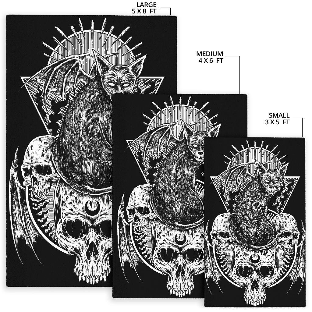 Skull Gothic Cat Area Rug Version 2-gothic Rug-skull Gothic pic