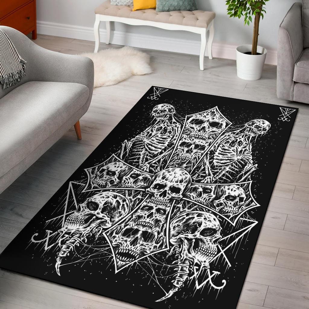 Satanic Area Rug Skull Satanic Cross Area Rug Skull Cross Lucifer Version-satanic Cross ...