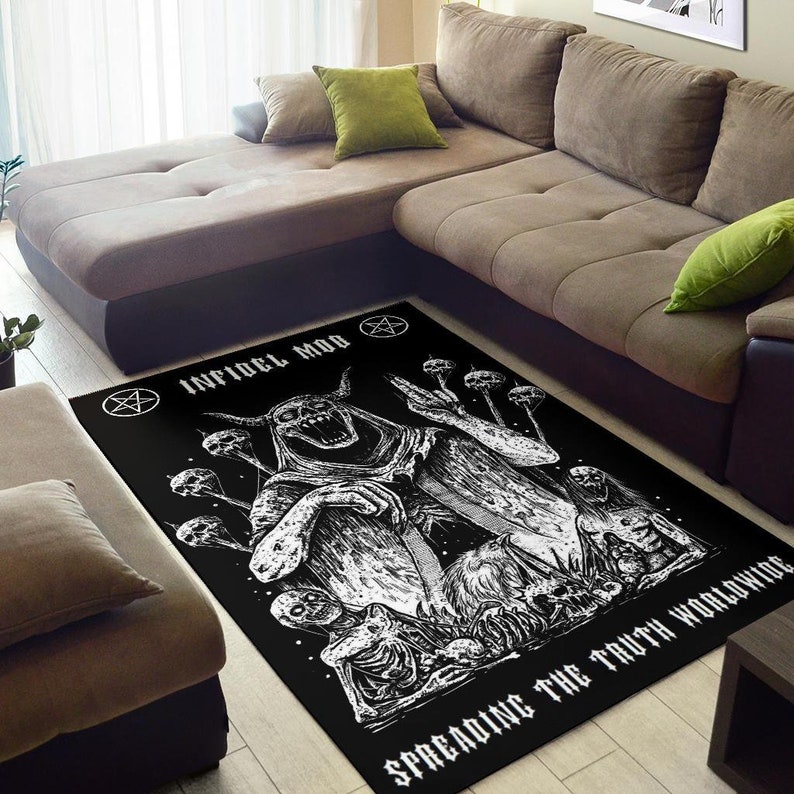 Satanic Skull Demon God Impaled Skulls Area Rug-Satanic Home | Etsy