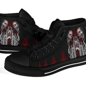 Skull Demon Satanic Pentagram Church Flame High Tops-Pentagram High Tops-Skull High Tops-Baphomet High Tops-