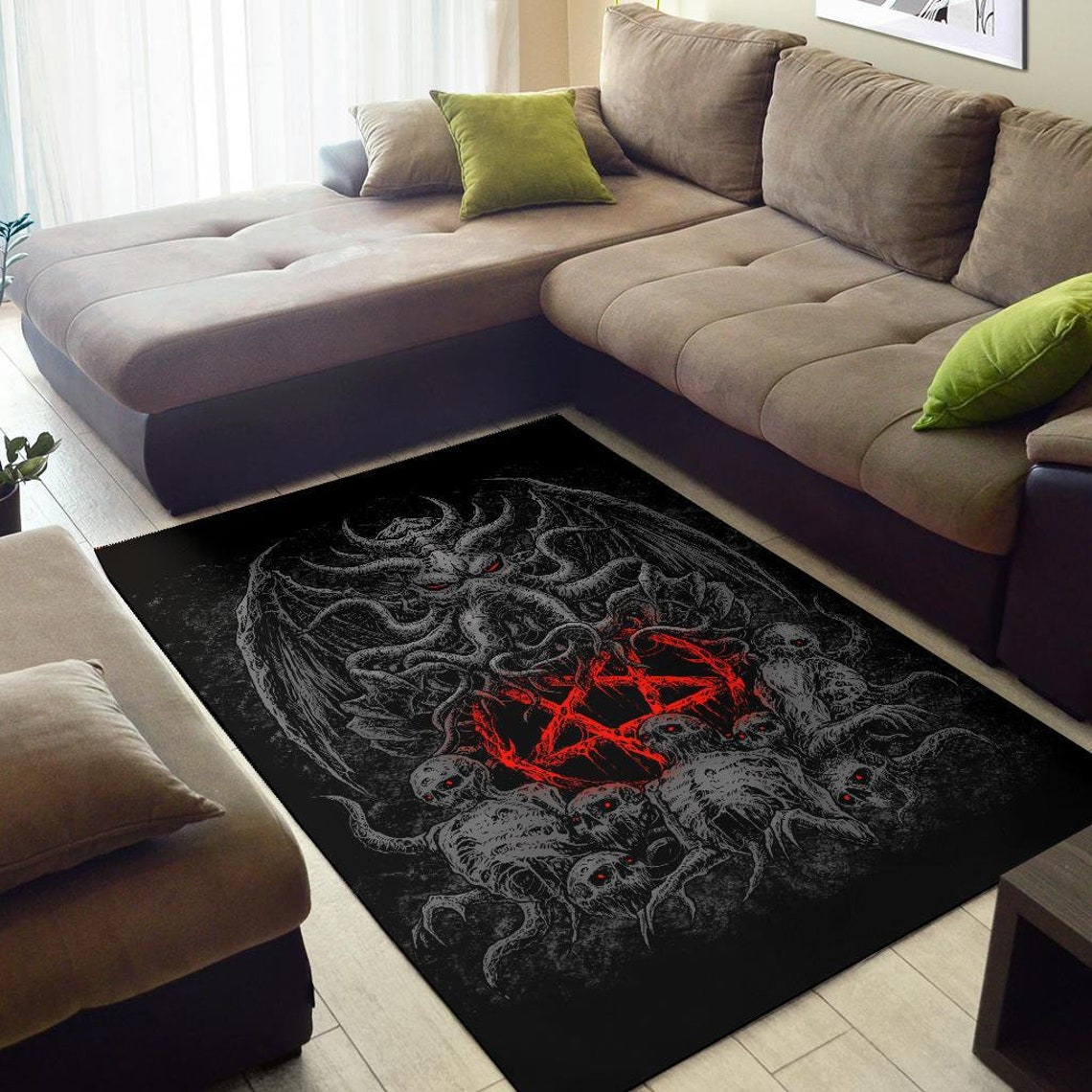 Skull Skeleton Demon Octopus Satanic Pentagram Area Rug Dark | Etsy