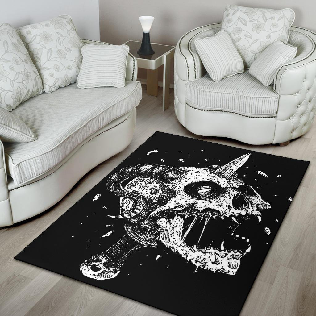 Exploding Demon Skull Dagger Area Rug-skull Horn Dagger - Etsy