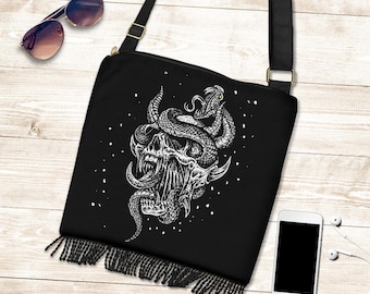 Skull Serpent Glowing Eyes Shoulder Bag Purse-Skull Evening Bag-Skull Purse-Skull Shoulder Bag-Skull Bag-