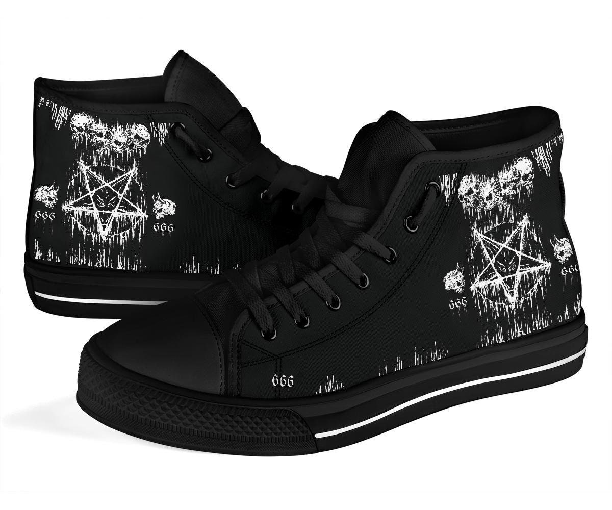 Satanic Skull Melting Inverted Pentagram High Tops New 666