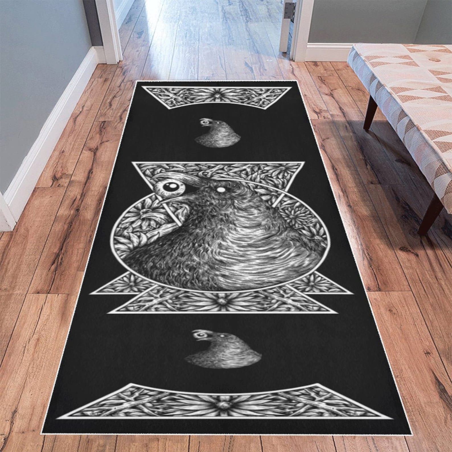Gothic Occult Raven Crow Long Area Rug 10' X 3.2'goth Etsy