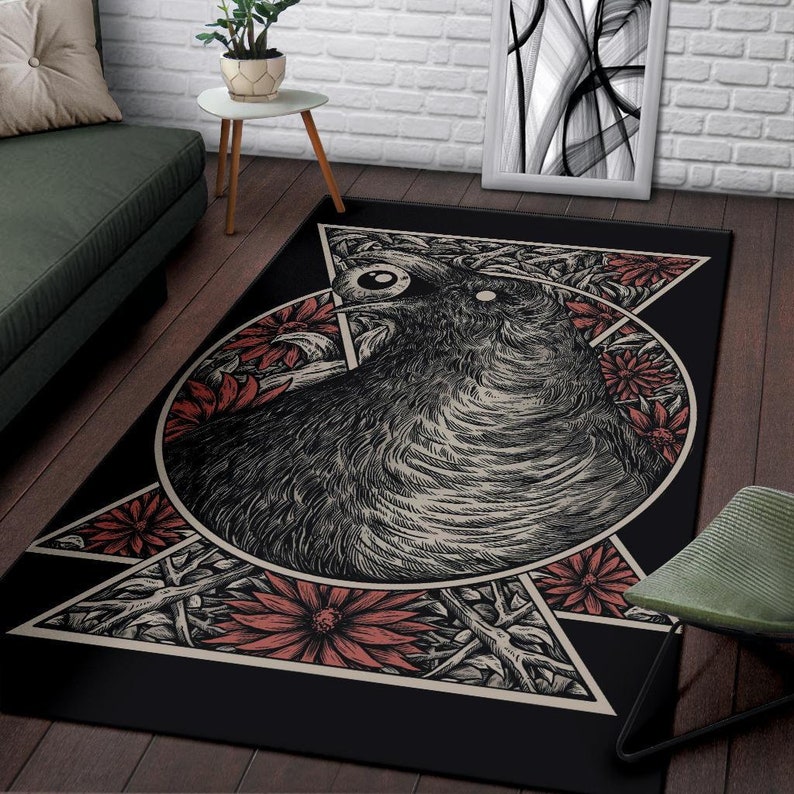 Gothic Black Crow Eye Area Rug Color Versiongothic Etsy UK