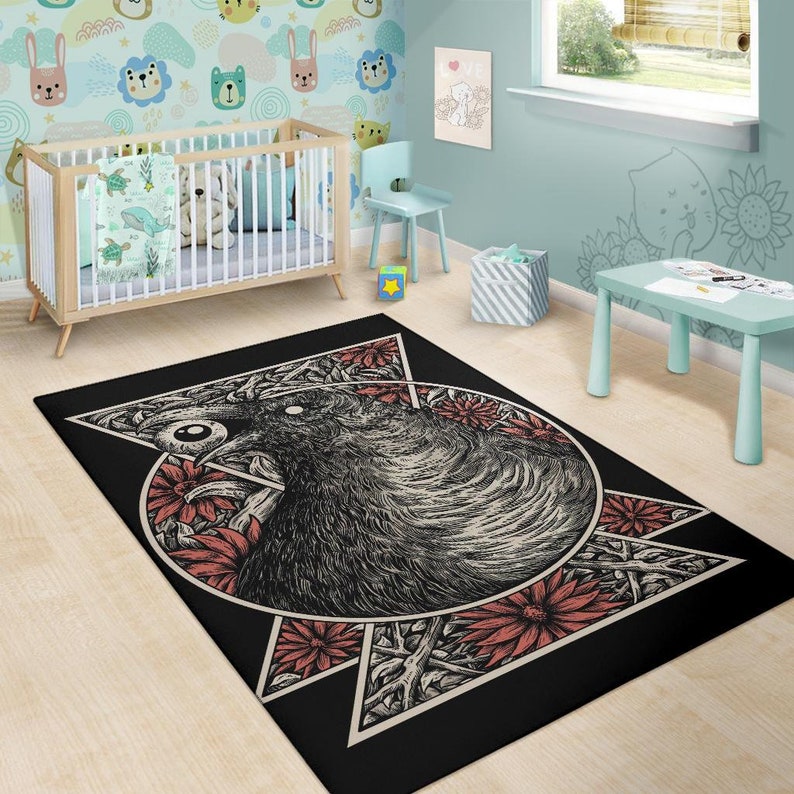 Gothic Black Crow Eye Area Rug Color Versiongothic Etsy