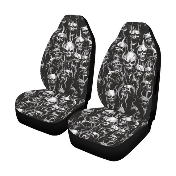Skull Smoke Car Seat Cover Airbag Compatibleset of 2skull Car
