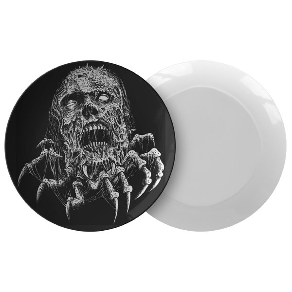 Molted Crab Skull Zombie Dinner Plate-Skull  Kitchen Decor-Skull Gothic Satanic Kitchen Home Decor-100% Manufactured & Shipped in the U.S.A.