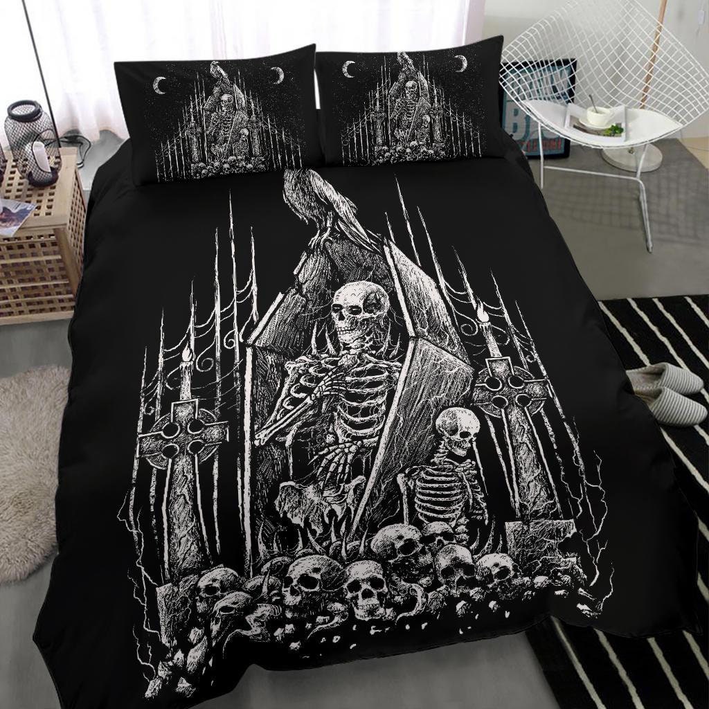 Skull Skeleton Coffin Crow Gothic 3 Piece Duvet Set-gothic - Etsy