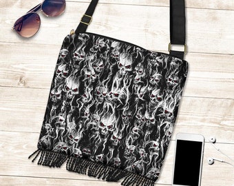 Smoke Skull Shoulder Bag Purse-Skull Shoulder Bag-Skull Purse-Smoke Skull Bag-