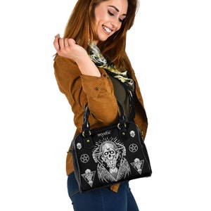 Skull Pentagram Gothic Cat Occult mystic Hand bag-Gothic Skull Witch Hand Bag-Pentagram Hand Bag-Skull Cat Hand Bag-
