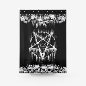 Schädel Satanische Pentagramm Textur Stoff Duschvorhang-Satanische Raumdeko-Satanische Deko-