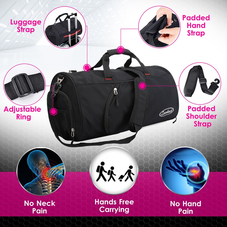 Gym Bag With Shoe Compartment Wet Pocket and Food Compartment Etsy