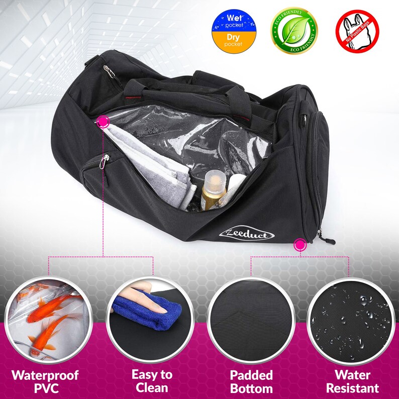 Gym Bag With Shoe Compartment Wet Pocket and Food Compartment Etsy