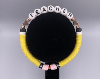 Teacher Gift Bracelet | Clay Bead Teacher Bracelet | Pencil Heishi Bracelet