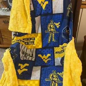 West Virginia Soft Fleece Patches Paired with Minky Luxe.  LAST ONE!!! Available for immediate shipment!!!!!