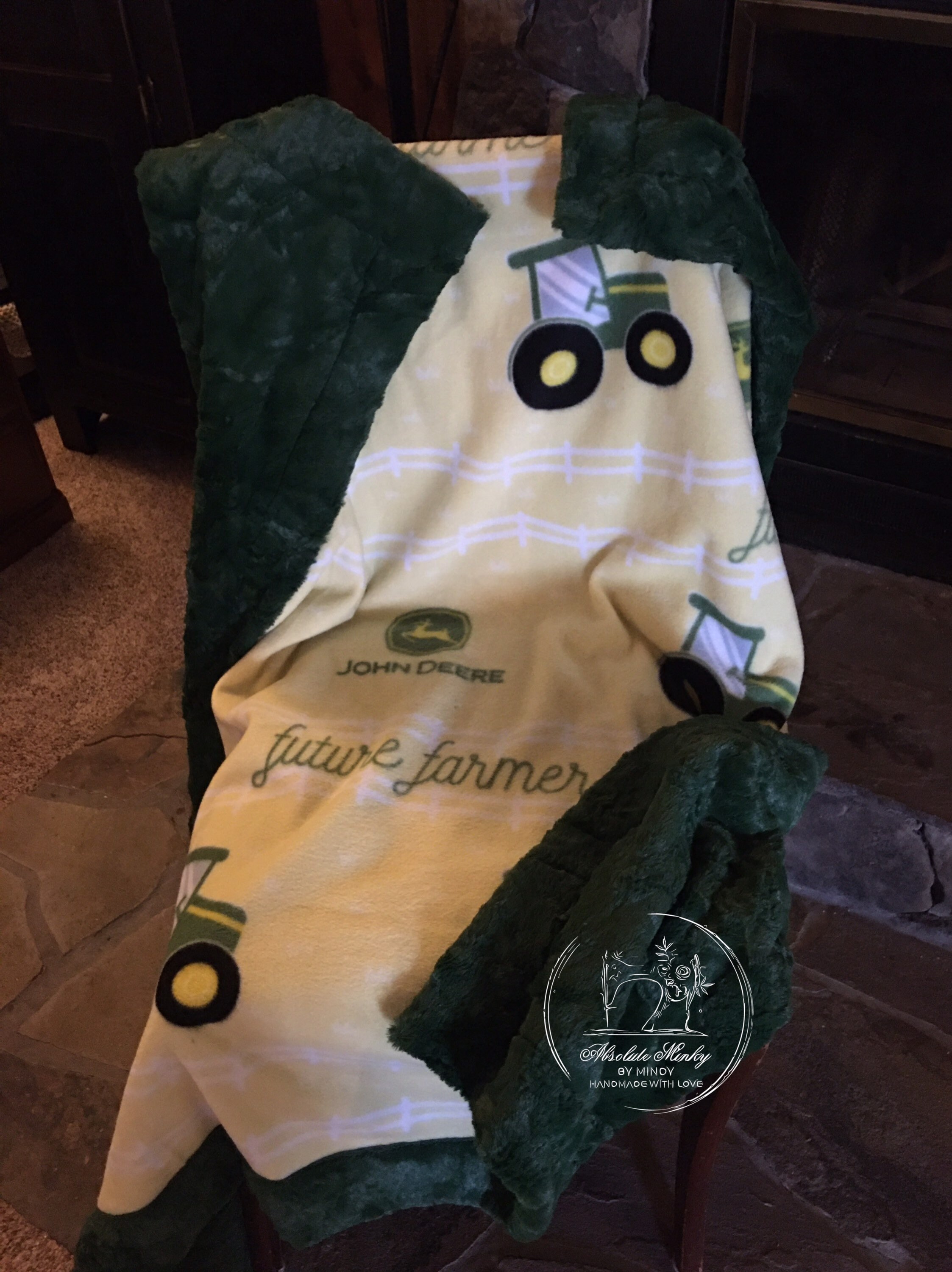 Soft Fleece Yellow John Deere Paired With Minky Luxe Marble Evergreen Minky Luxe Frost Sunshine or Minky Luxe Frost Evergreen. Etsy