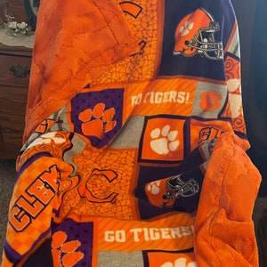 Clemson Tigers Soft Fleece Paired with Minky Luxe