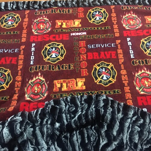 Soft Fleece Firefighter Paired with Minky Luxe Marble Black. shops Also pictured paired with Minky Luxe Lapin Black/Ivory.