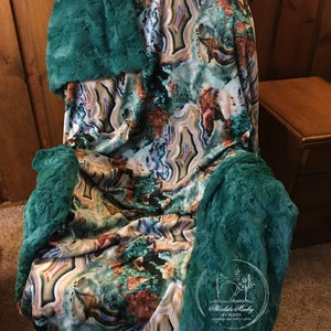 Bohemian Minky Cuddle Paired with Minky Luxe Glacier
