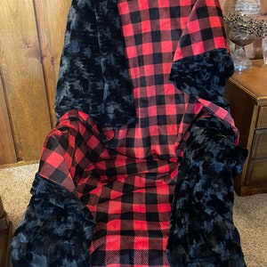 Buffalo Plaid Minky Cuddle Paired with Minky Luxe Luna Black