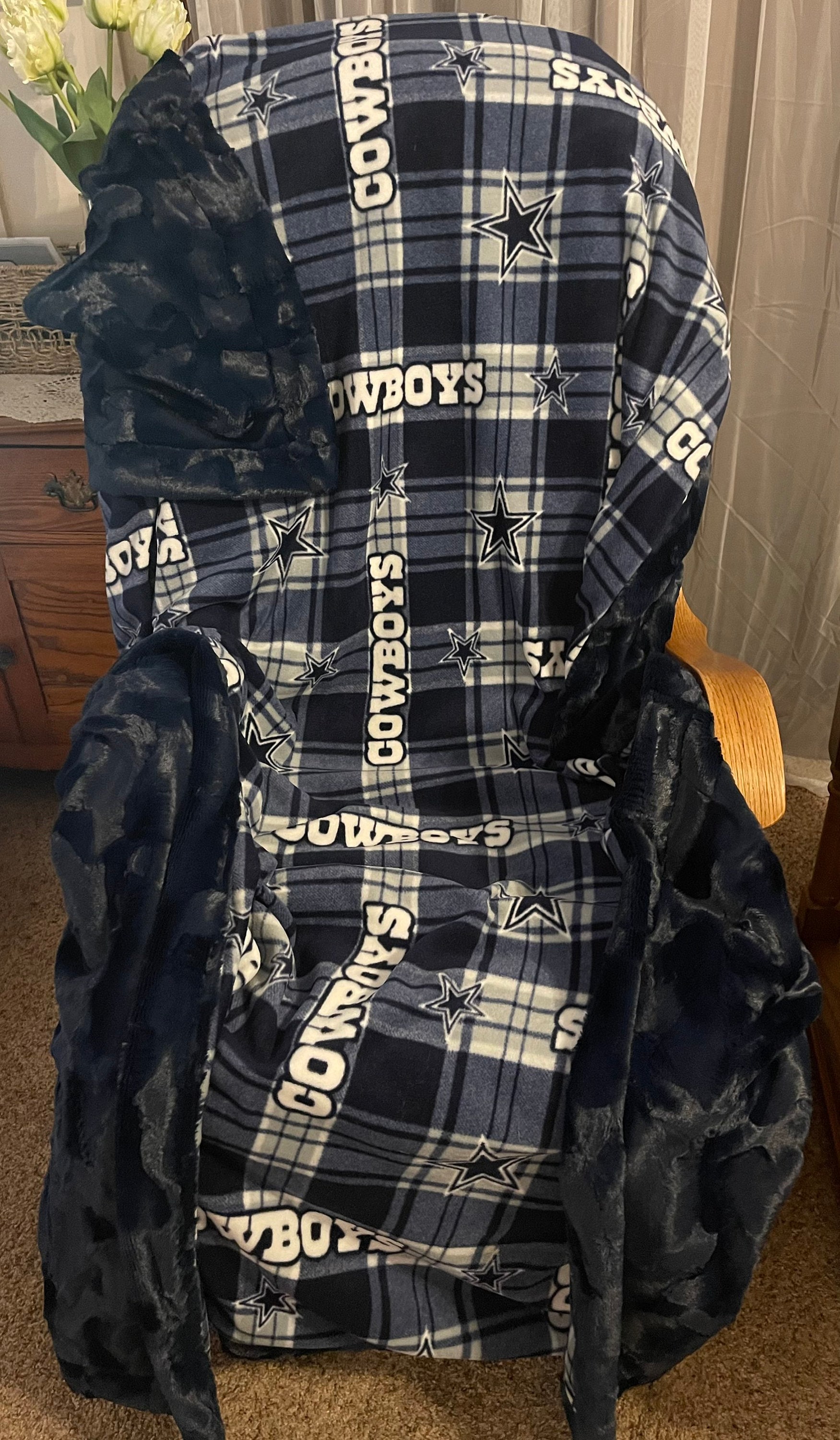 Dallas Cowboys Plaid Soft Fleece Paired with Minky Luxe