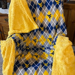 West Virginia Soft Fleece Paired with Minky Luxe Hide Blue