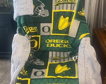 Oregon Ducks Soft Fleece Paired with Minky Luxe
