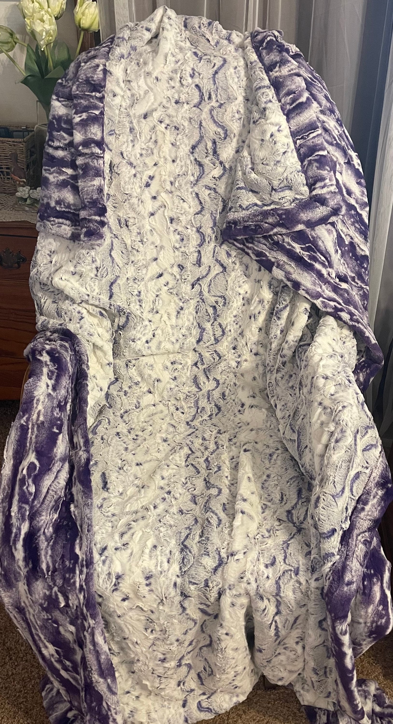 Snowy Owl Luxe Minky Purple  Paired with Minky Luxe Jupiter Purple