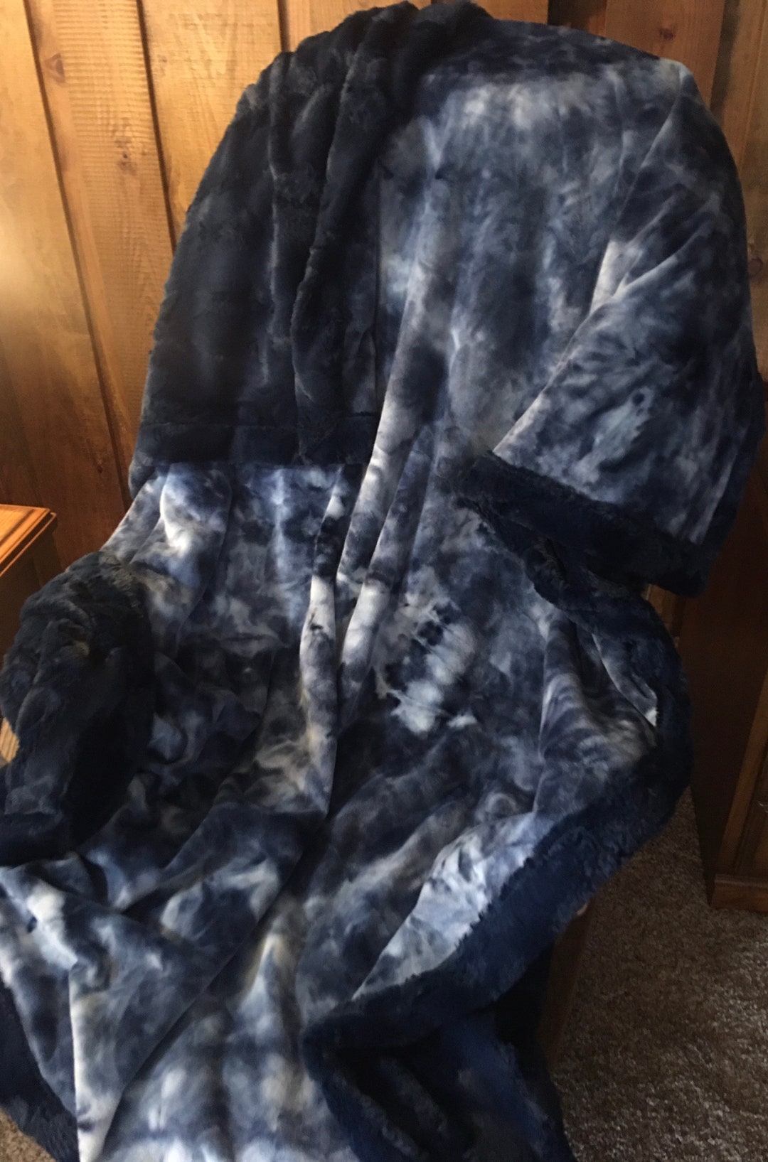 Tie Dye Minky Cuddle Navy Blue Paired With Minky Luxe Hide Navy Etsy