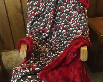 Sock Monkey Minky Cuddle Paired with Minky Luxe Hide Red