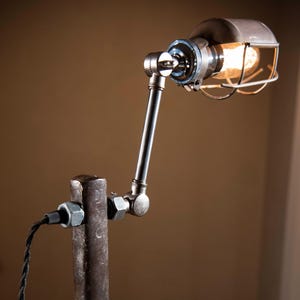 Railroad wrench lamp; clamp on desk edge
