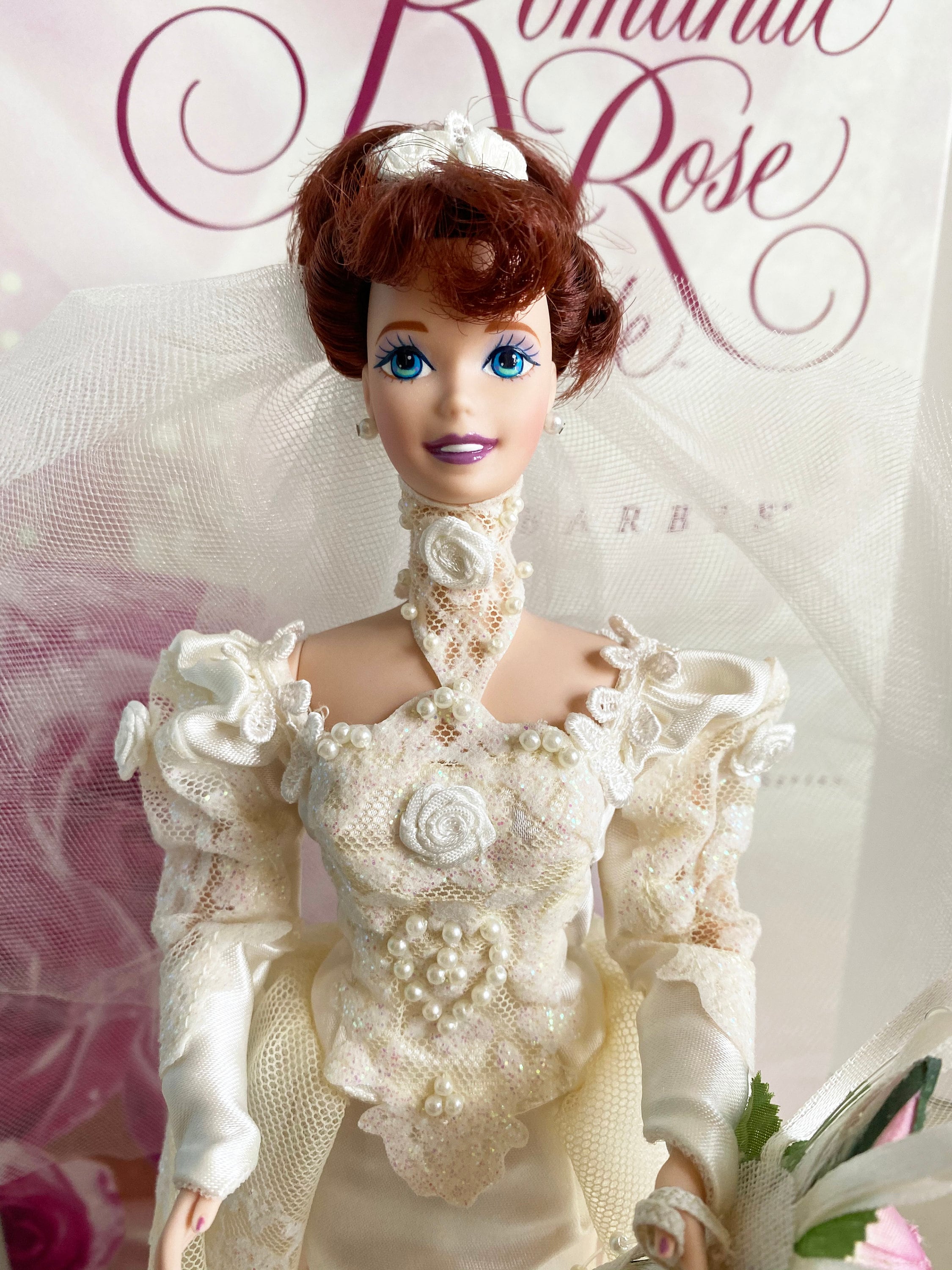 Romantic Rose Bride Porcelain Barbie Doll Limited Edition