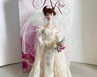 Romantic Rose Bride Porcelain Barbie Doll Limited Edition