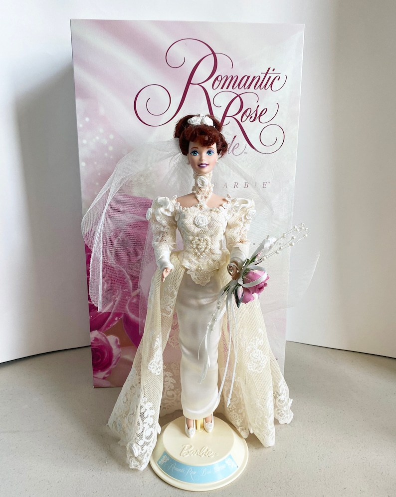 Romantic Rose Bride Porcelain Barbie Doll Limited Edition Porcelain Wedding Flower Collection