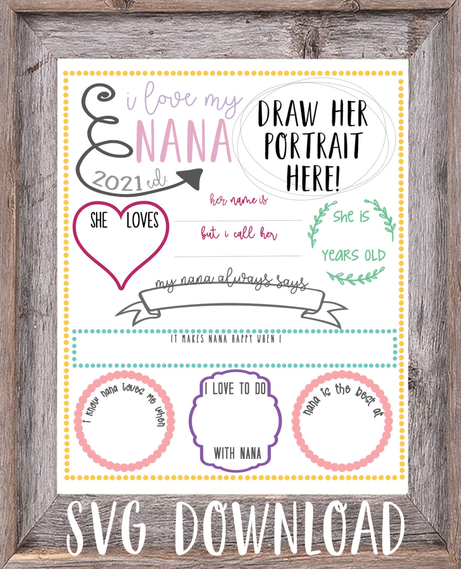 All About Nana Mother's Day Printable Etsy