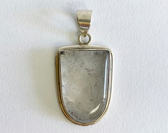 Rutilated Quartz and Silver Pendant