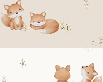 100% cotton cotton fabric woven fabric cute fox animal fabric and grass meadow + optionally 2 different colors from 50 cm