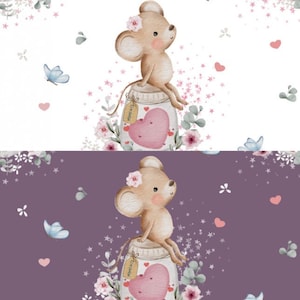 Nano softshell with fleece, breathable outdoor fabric, mouse and butterfly hearts, optionally 2 different colors from 50 cm