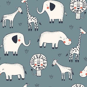 exotic animals savannah elephant giraffe lion zebra hippo jungle animals + optionally cotton, sweat, jersey