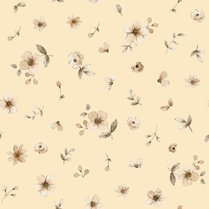 Floral flower fabric blossoms leaves flower meadow scattered flowers + optionally cotton, sweat, jersey, muslin
