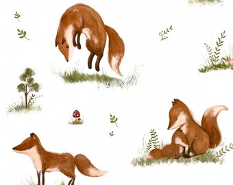 Choice of sweat fabric French terry or jersey cotton jersey cute fox in the forest from 50 cm